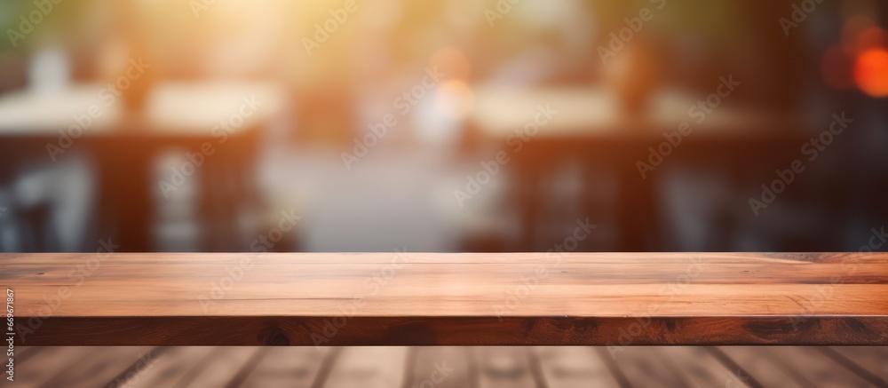 Blurred background with wooden top table