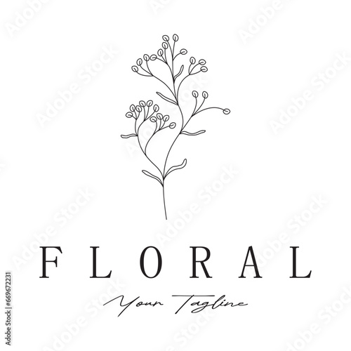 Elegant floral and leaf frame. Delicate botanical vector illustration for labels, spas, corporate identity, and wedding invitations