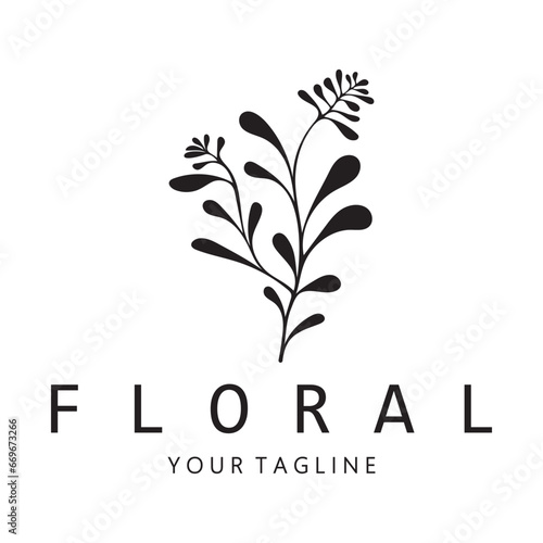Elegant floral and leaf frame. Delicate botanical vector illustration for labels, spas, corporate identity, and wedding invitations