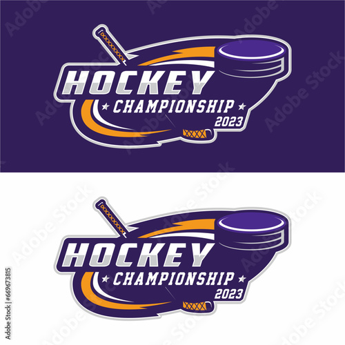 Hockey sport logo template. Modern vector illustration. Badge design photo