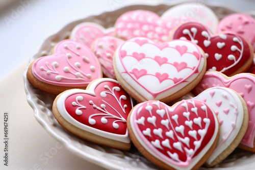 Valentine's day decorated heart shaped cookies