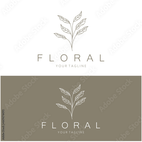 Elegant floral and leaf frame. Delicate botanical vector illustration for labels, spas, corporate identity, and wedding invitations