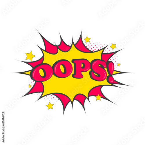 Comic boom, speech bubble oops icon. Oops vector graphic icon for web