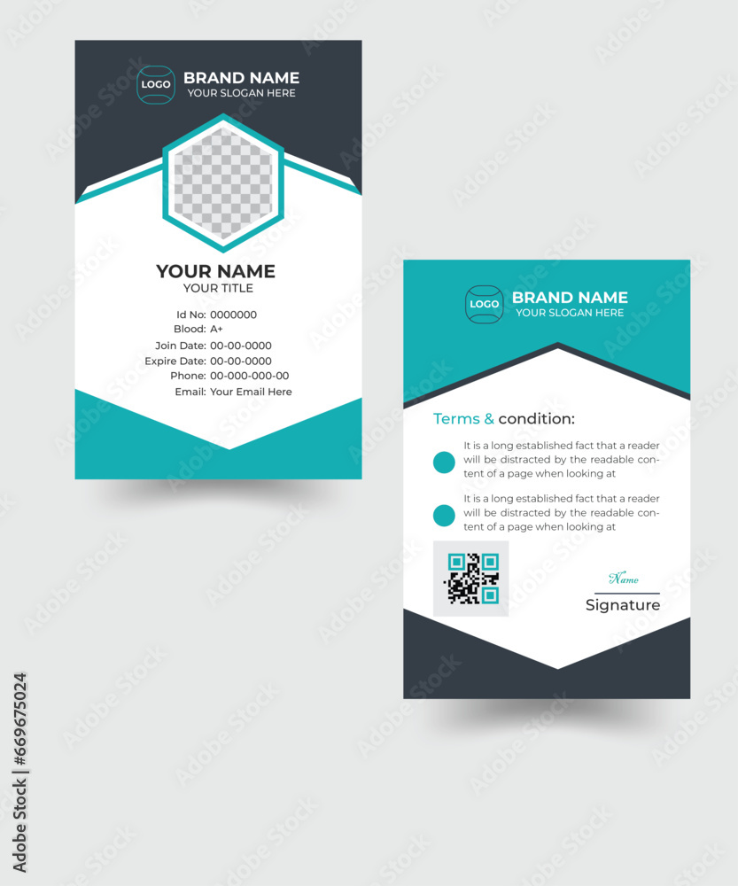 Creative and clean Id card template. Formal and unique elegant white background vector illustration id card print template. Modern and futuristic id card design. Creative and clean Id card template. Formal and unique elegant white background vector illustration id card print template. Modern and futuristic id card design.