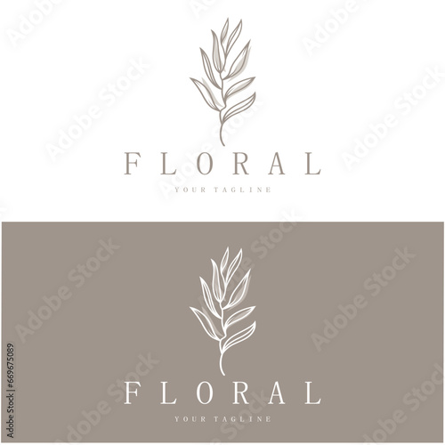 Elegant floral and leaf frame. Delicate botanical vector illustration for labels, spas, corporate identity, and wedding invitations