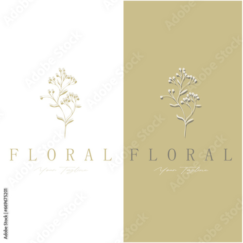 Elegant floral and leaf frame. Delicate botanical vector illustration for labels, spas, corporate identity, and wedding invitations