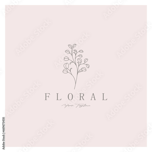 Elegant floral and leaf frame. Delicate botanical vector illustration for labels, spas, corporate identity, and wedding invitations