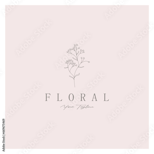 Elegant floral and leaf frame. Delicate botanical vector illustration for labels, spas, corporate identity, and wedding invitations