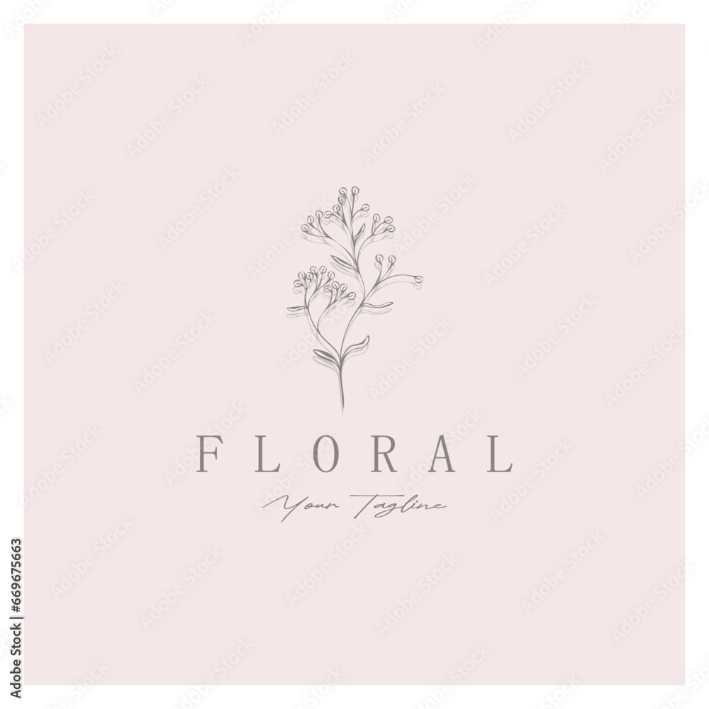 Obraz premium Elegant floral and leaf frame. Delicate botanical vector illustration for labels, spas, corporate identity, and wedding invitations