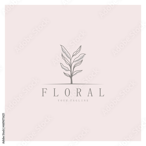 Elegant floral and leaf frame. Delicate botanical vector illustration for labels, spas, corporate identity, and wedding invitations