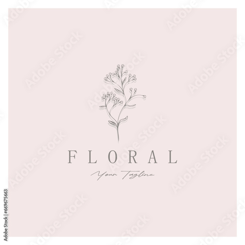 Elegant floral and leaf frame. Delicate botanical vector illustration for labels, spas, corporate identity, and wedding invitations
