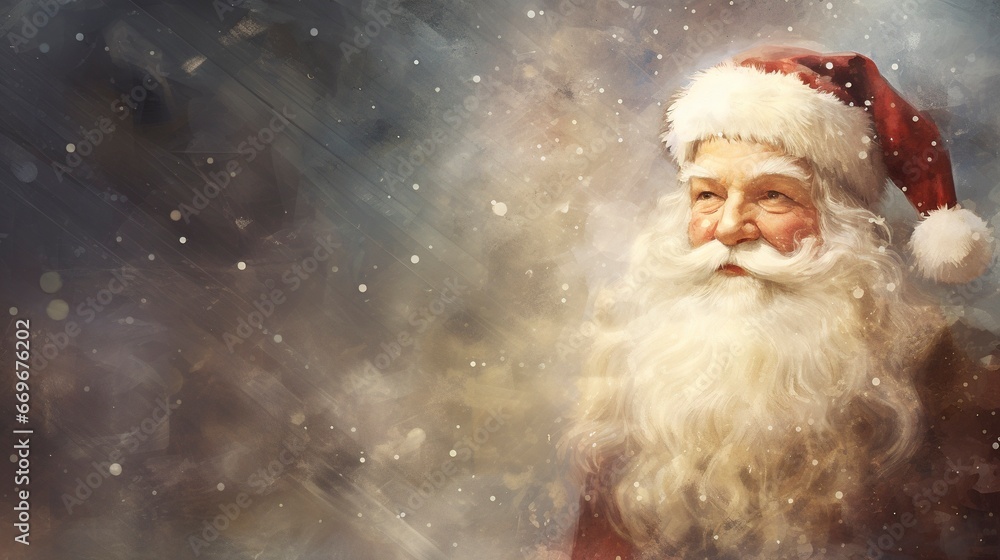 Santa Claus, rendered in impressionism style, copy space, generative ai Santa Claus, rendered in impressionism style, copy space, generative ai