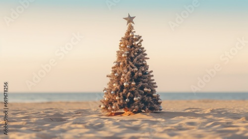 Aussie Christmas on the Beach: Timber Christmas Tree nestled in sandy shores under the summer sun