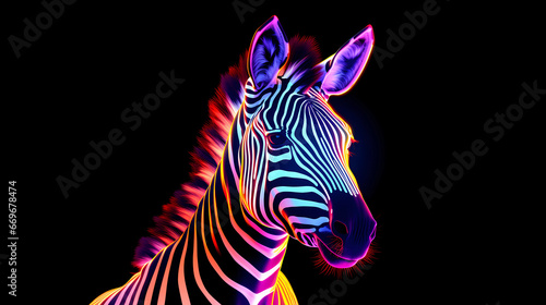 Animal Zebra Plexus Neon Black Background Digital Desktop Wallpaper HD 4k Network Light Glowing Laser Motion Bright Abstract