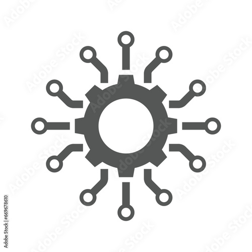 Data integration icon, framework or technology development, software or api. Thin line symbol on white background. Editable stroke. EPS 10.