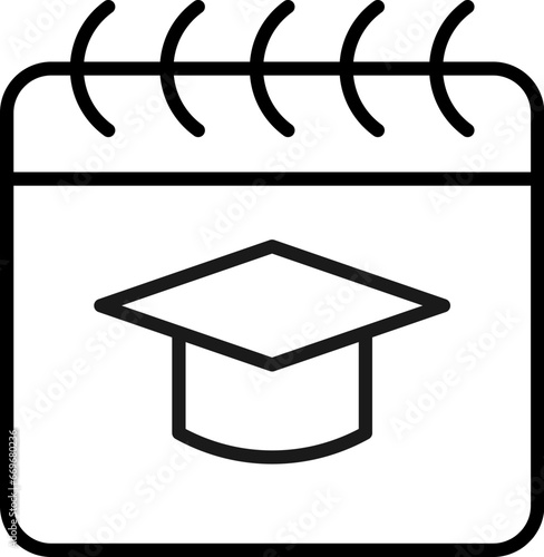 Academic Square Cap on Calendar Modern Line Icon. Perfect for design, infographics, web sites, apps.