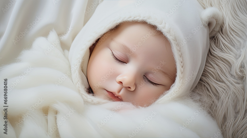 cute sleeping baby with a white soft blanket cute sleeping baby with a white soft blanket