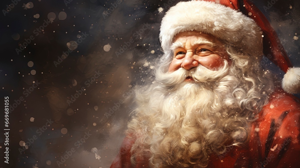 Santa Claus, rendered in impressionism style, copy space, generative ai Santa Claus, rendered in impressionism style, copy space, generative ai