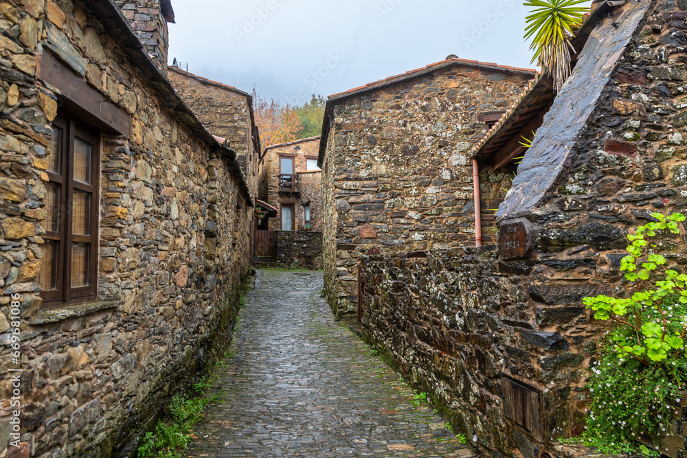 Gondramaz a Schist Village in Portugal. Exposure of the Streets of Gondramaz one of the 27 Schist villages in Portugal, that were been partially or fully recovered in order to maintain the traditions 