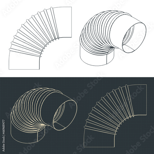 Flexible duct pipe blueprints