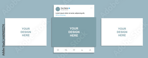 social media post mockup. post frame template text editable. modern social media app interface mock up. vector illustration