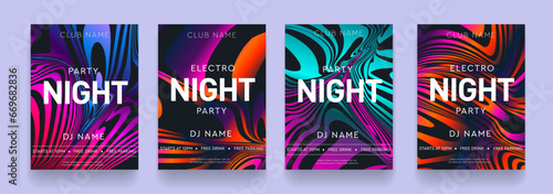 Abstract Background Psychedelic Optical Art with 3d Fluid Stripes. Trendy Neon Waves for Dance Party, Club Invitation, Festival Poster, Cover, Banner, Flyer. Modern Sport Pattern Vector Illustration.