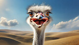 funny ostrich smiling portrait
