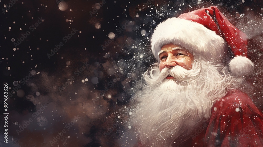 Santa Claus, rendered in impressionism style, copy space, generative ai Santa Claus, rendered in impressionism style, copy space, generative ai