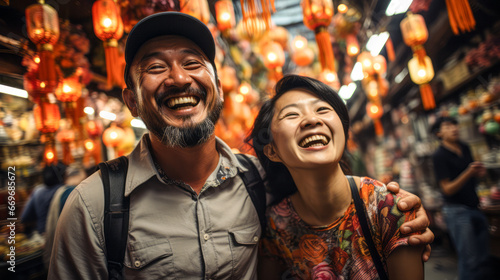 Tourist Adventure: Couple Snapping Selfies in Bangkok © Bartek