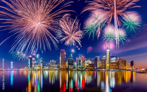 New Year's Spectacular: Witness the Dazzling Grandeur of Cityscape Fireworks!