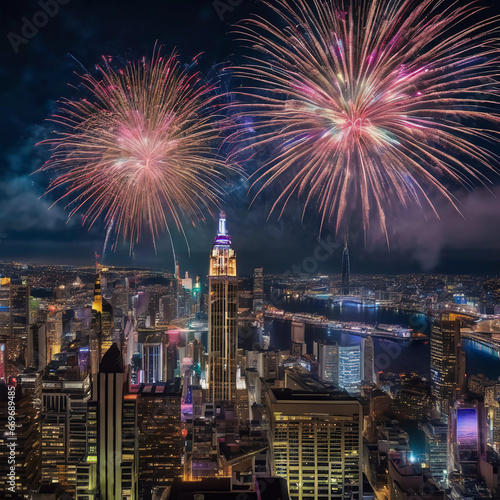 New Year's Spectacular: Witness the Dazzling Grandeur of Cityscape Fireworks!