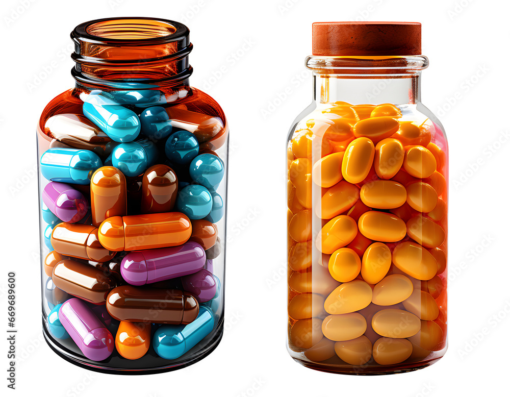 Capsule bottles isolated on transparent background Capsule bottles isolated on transparent background