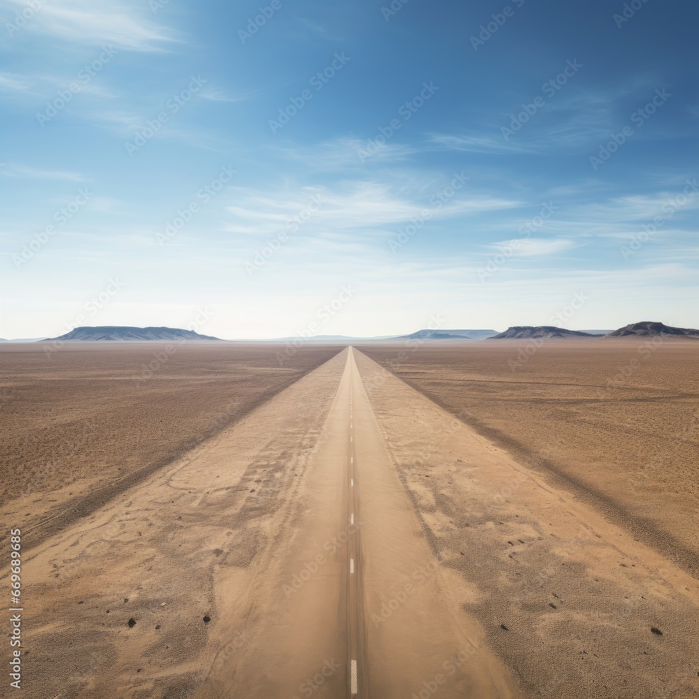 aerial view of a road in a desert