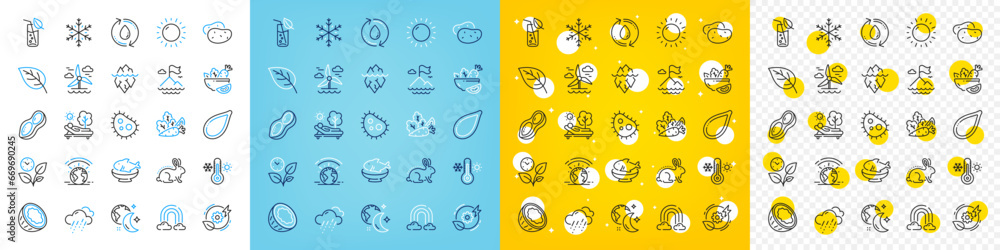 Vector icons set of Refill water, Rainbow and Water glass line icons pack for web with Vegetables, Animal tested, Snowflake outline icon. Thermometer, Salad, Sunny weather pictogram. Vector Vector icons set of Refill water, Rainbow and Water glass line icons pack for web with Vegetables, Animal tested, Snowflake outline icon. Thermometer, Salad, Sunny weather pictogram. Vector