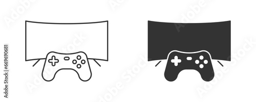 TV set with gamepad icon. Vector illustration