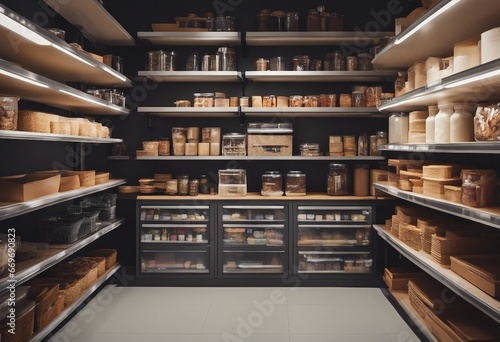Home storage area organize management home interior design pantry shelf and storage for store food  photo