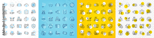 Vector icons set of Diesel station, Face scanning and Coffee beans line icons pack for web with Bid offer, Furniture, Greenhouse outline icon. Refresh mail, Cable section. Vector