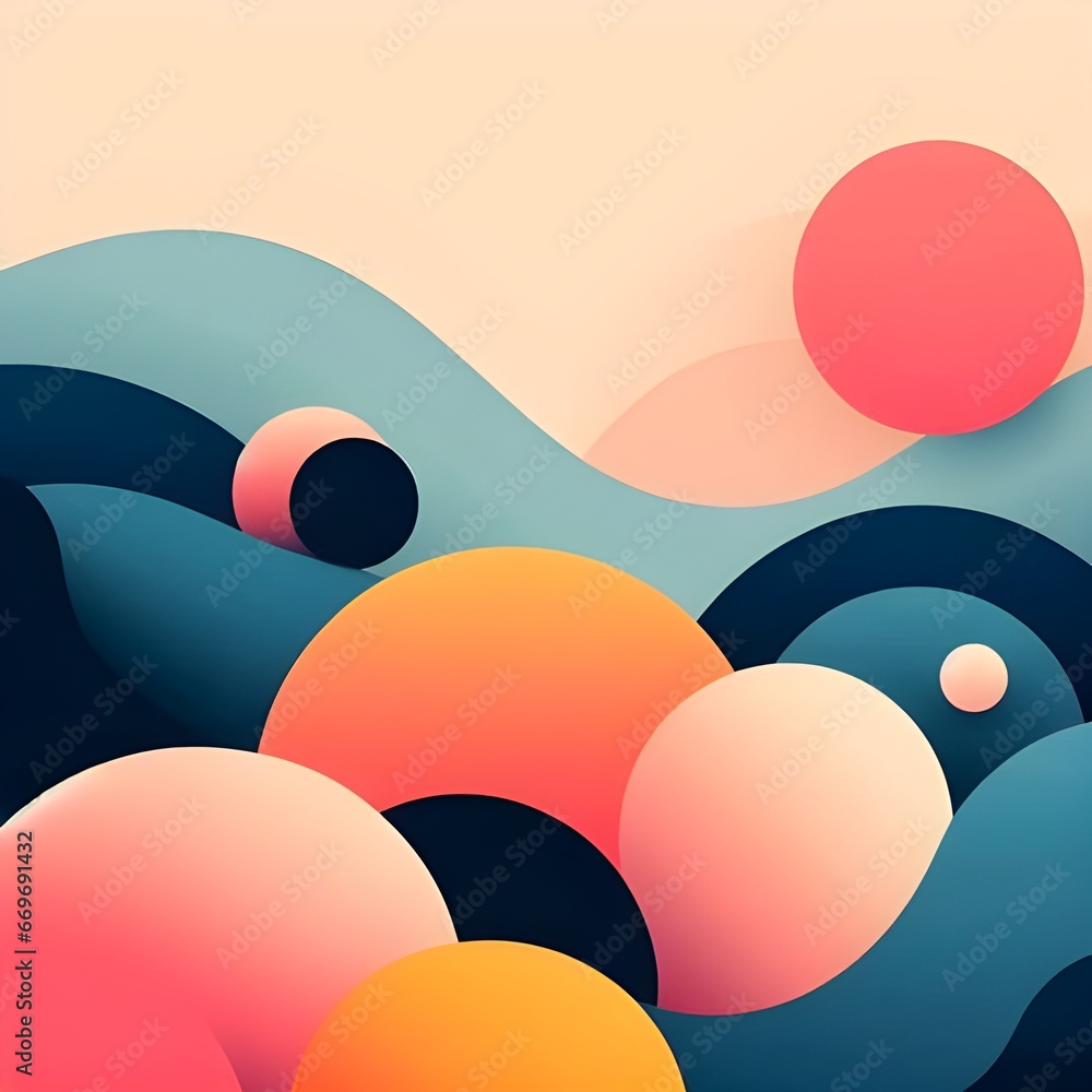 Abstract colorful spheres and waves background Abstract colorful spheres and waves background