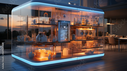 glass showcase in modern kitchen. © Daniel