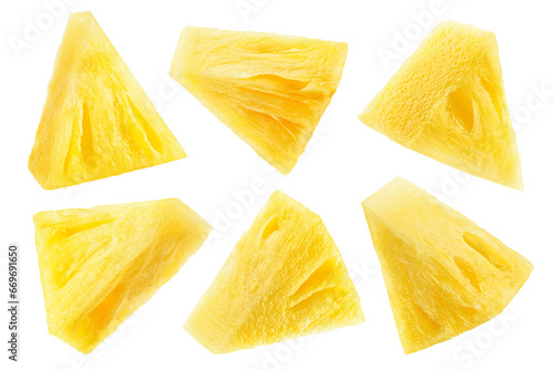 Pineapple slice isolated on white background, full depth of field