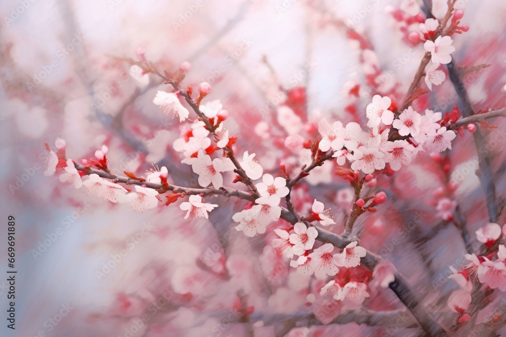 blurred cherry blossom. Generative AI