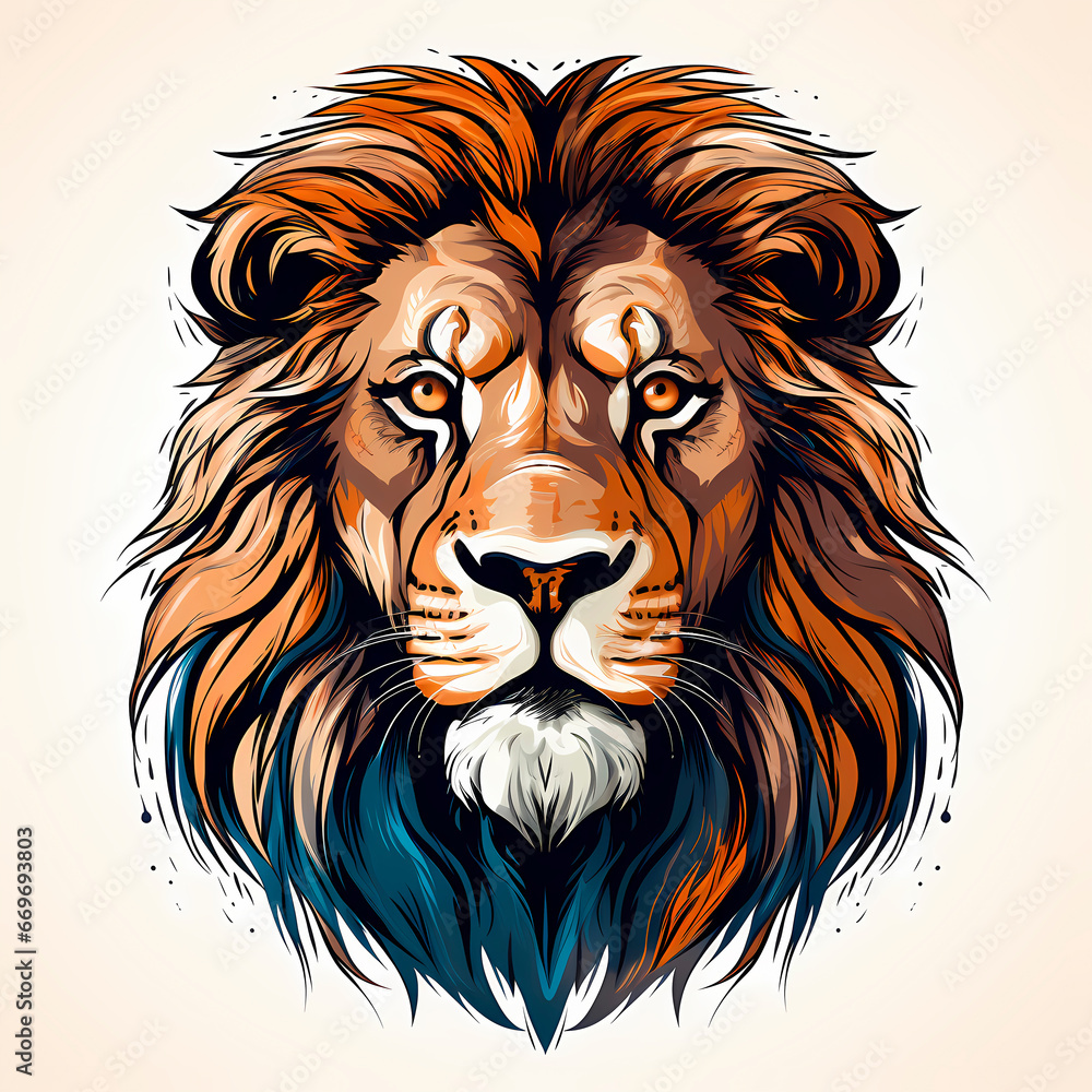 illustration of big feline animal, imposing lion