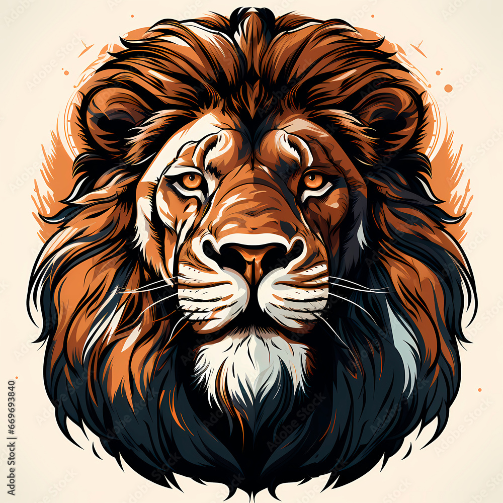 illustration of big feline animal, imposing lion illustration of big feline animal, imposing lion
