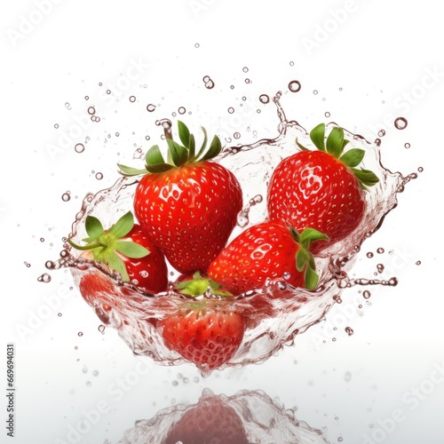 Fresh berries in water splash. Isolated on white background.