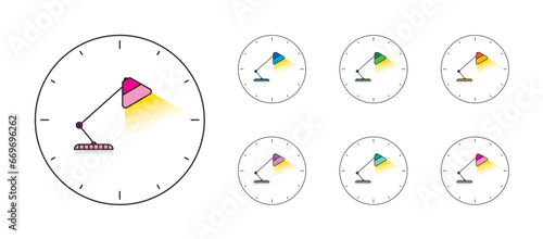 clock symbol with colorful table lamp