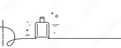 Airport baggage reclaim line icon. Continuous one line with curl. Airplane luggage sign. Flight checked bag symbol. Baggage reclaim single outline ribbon. Loop curve pattern. Vector