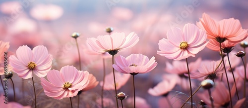 Vintage cosmos flowers in the garden © AkuAku