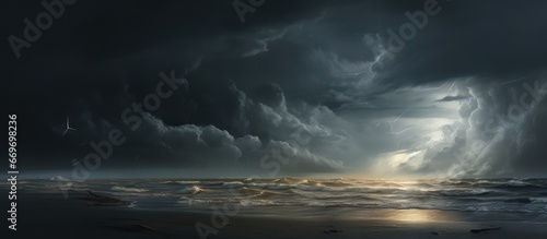 Impending storm amidst a beautiful beach