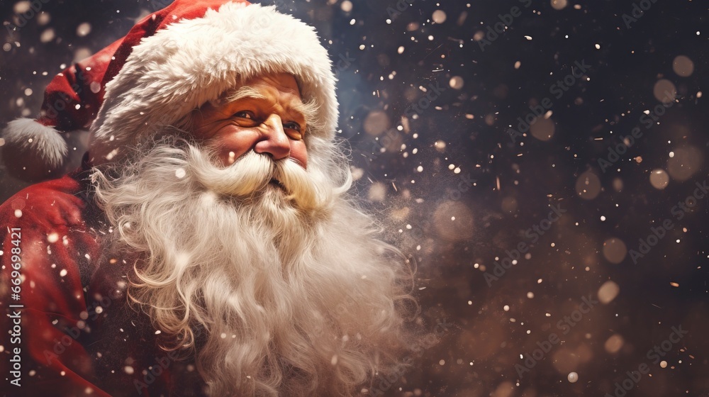 Santa Claus, rendered in impressionism style, copy space, generative ai Santa Claus, rendered in impressionism style, copy space, generative ai