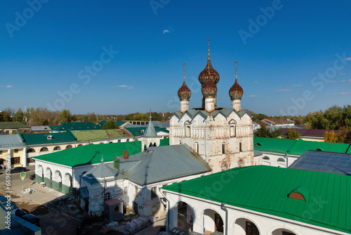 Rostov the Great, Russia - September 24, 2023: street of the old city near the Kremlin wall, Golden Ring of Russia